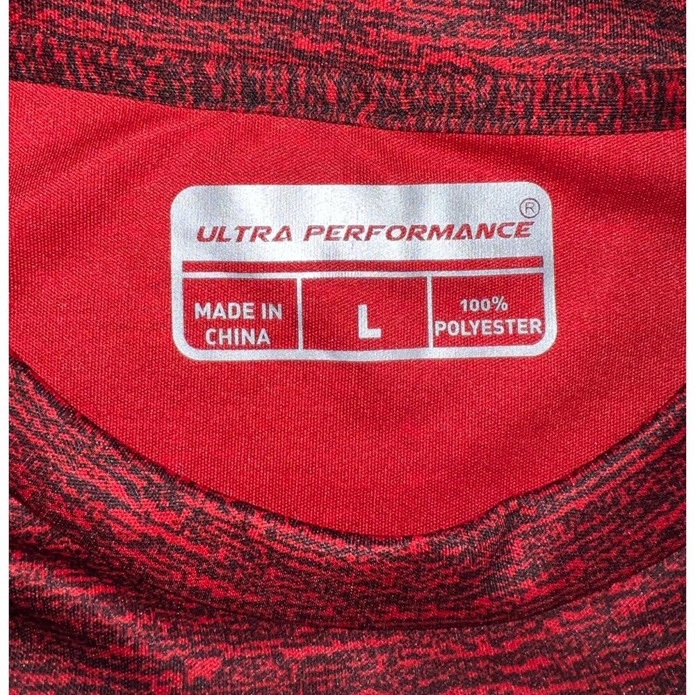 Ultra Performance Red & Black Athletic T-Shirt Large 100% Polyester Youth - Picture 3 of 3
